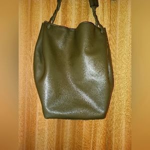 A New Day army green, faux leather bucket shoulder bag